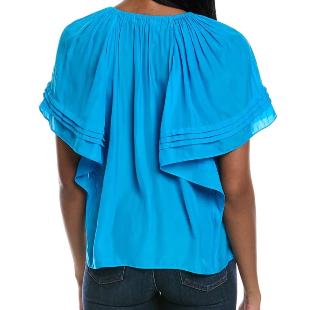 Ramy Brook Kylo Flutter Sleeve Blue Top - Picture 2 of 4